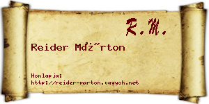 Reider Márton névjegykártya
